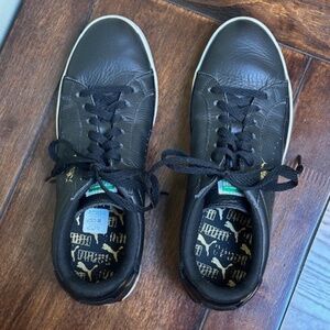 PUMA BLACK LEATHER MATCH SNEAKERS - SIZE 9